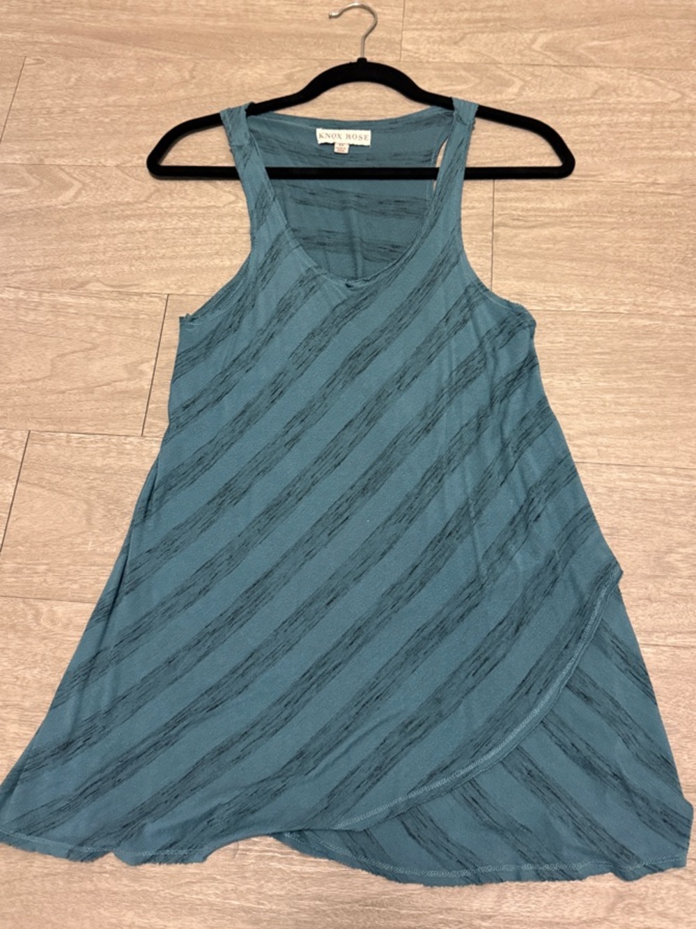 Knox Rose Teal Striped Sleeveless Longline Tank Tunic Shirt XS